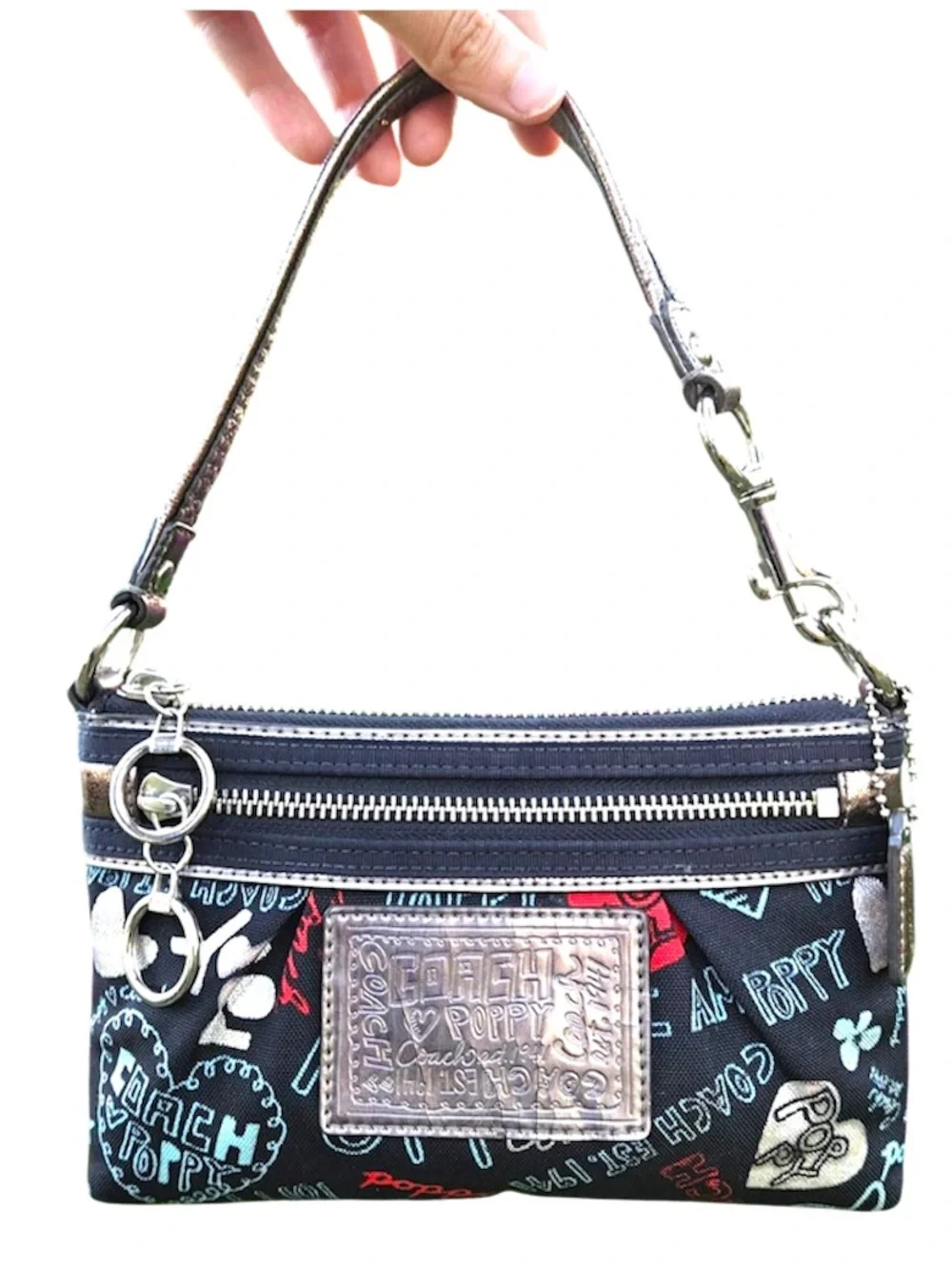 Vintage Coach poppy mini wristlet